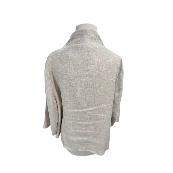 Eileen Fisher Silk Linen Blend Ivory Jacket PL Lagenlook Career Open Cardigan - Picture 6 of 8